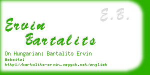 ervin bartalits business card